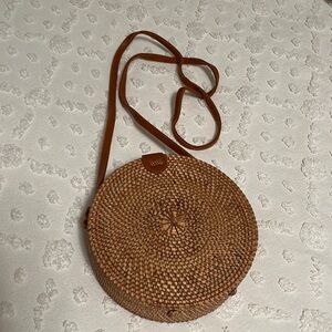 Rattan Crossbody Circle Purse